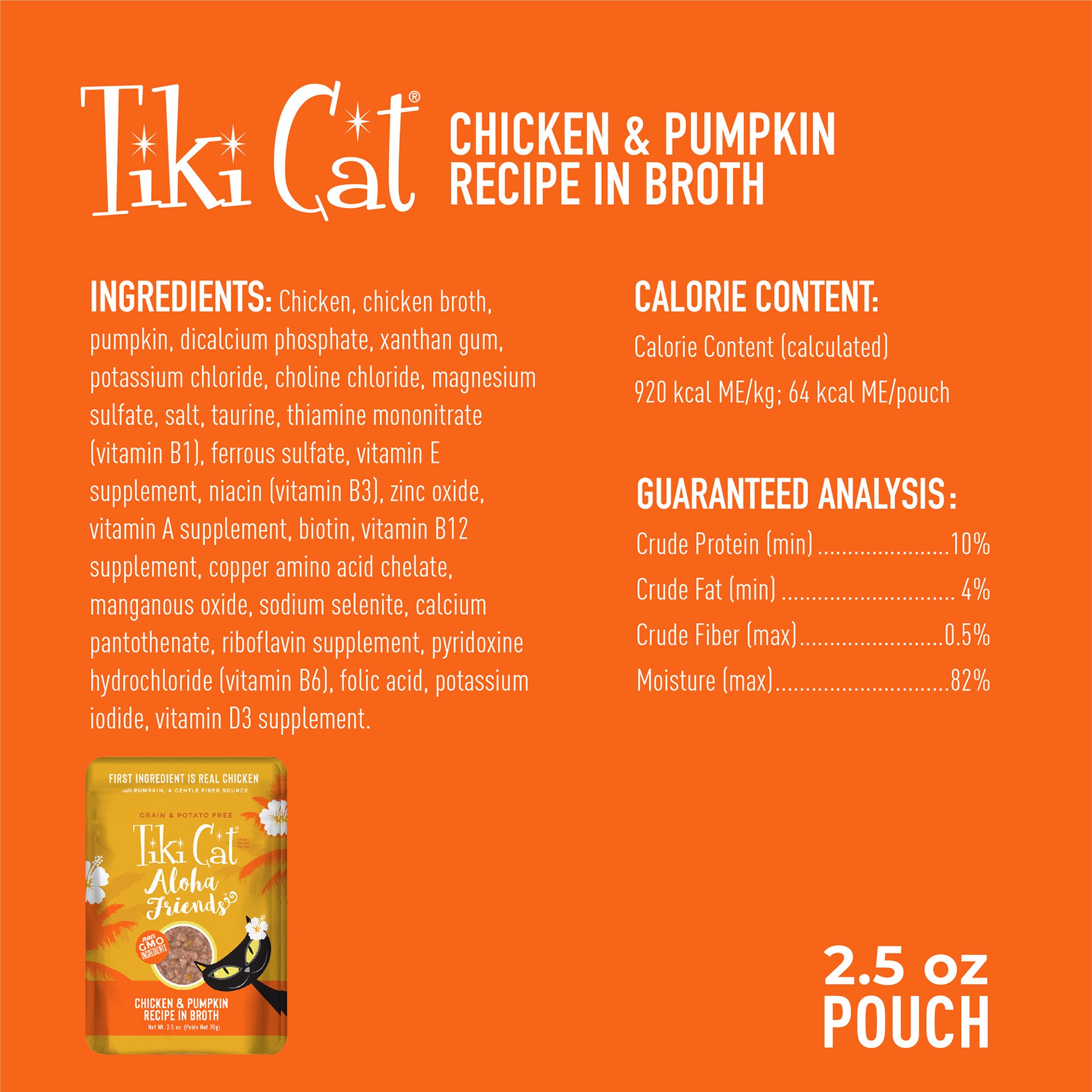 slide 5 of 8, Tiki Cat Aloha Friends Wet Cat Food, Chicken & Pumpkin, 2.5 oz. Pouch, 2.5 oz