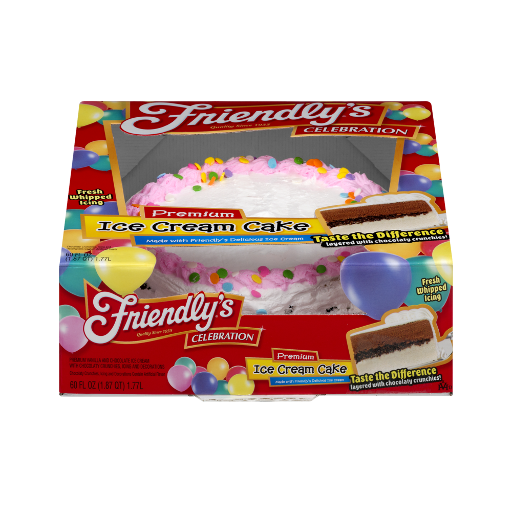 slide 1 of 6, Friendly's Friendlys Ice Cream Cake Pink, 60 fl oz