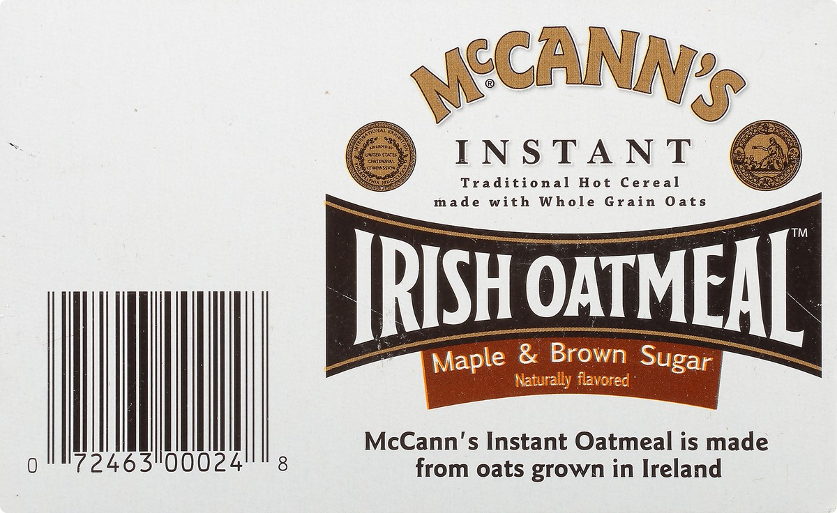 slide 5 of 15, McCann's Maple & Brown Sugar Instant Irish Oatmeal, Instant Oatmeal, Kosher, 10 Count Box, 15.1 oz