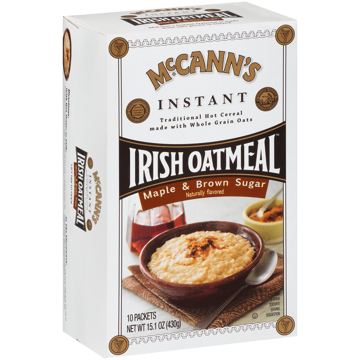 slide 2 of 15, McCann's Maple & Brown Sugar Instant Irish Oatmeal, Instant Oatmeal, Kosher, 10 Count Box, 15.1 oz