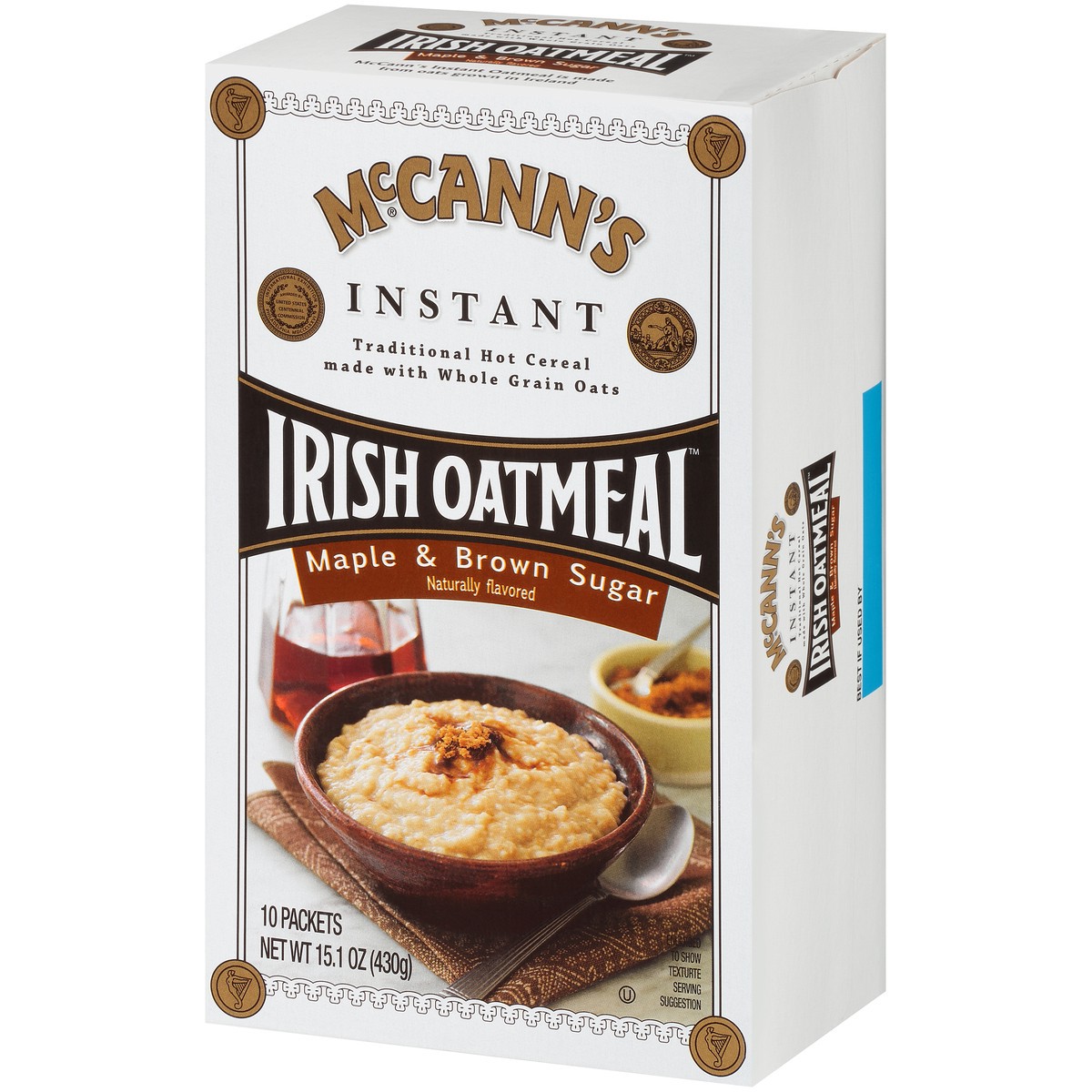 slide 7 of 15, McCann's Maple & Brown Sugar Instant Irish Oatmeal, Instant Oatmeal, Kosher, 10 Count Box, 15.1 oz