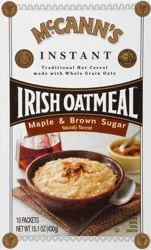 McCann's Maple & Brown Sugar Instant Irish Oatmeal, Instant Oatmeal, Kosher, 10 Count Box