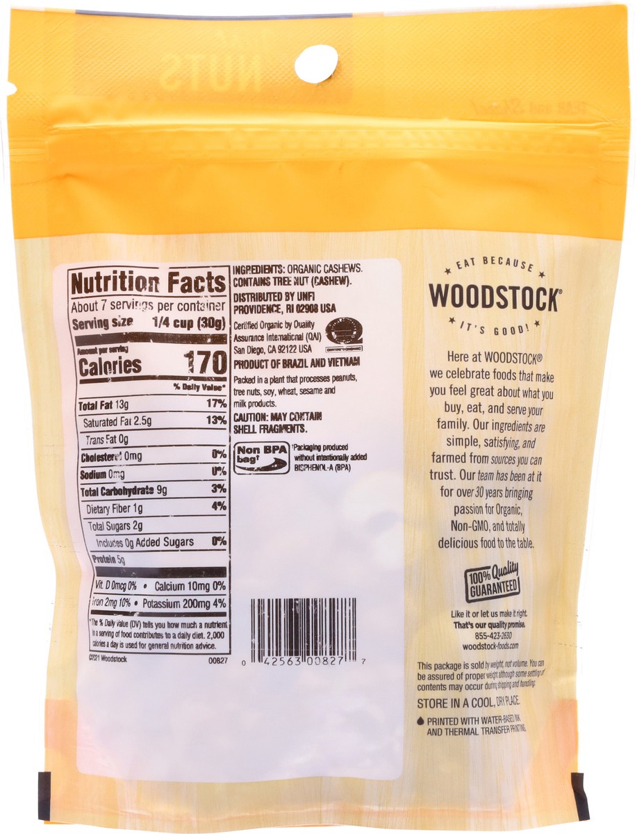 slide 4 of 9, Woodstock Organic Whole Unsalted Cashews 7 oz, 7 oz