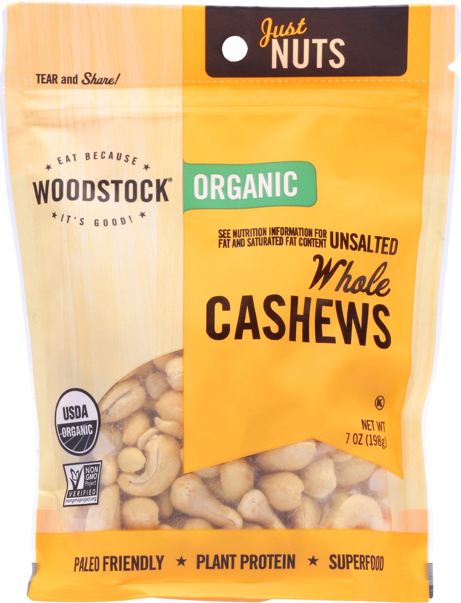 slide 9 of 9, Woodstock Organic Whole Unsalted Cashews 7 oz, 7 oz
