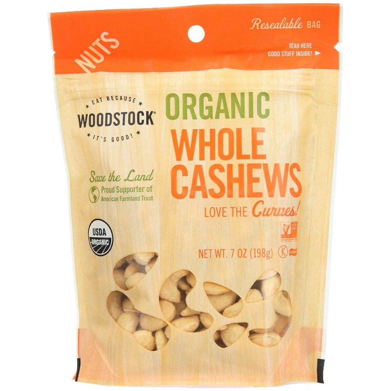 slide 1 of 1, Woodstock Just Nuts Organic Whole Cashews, 7 oz