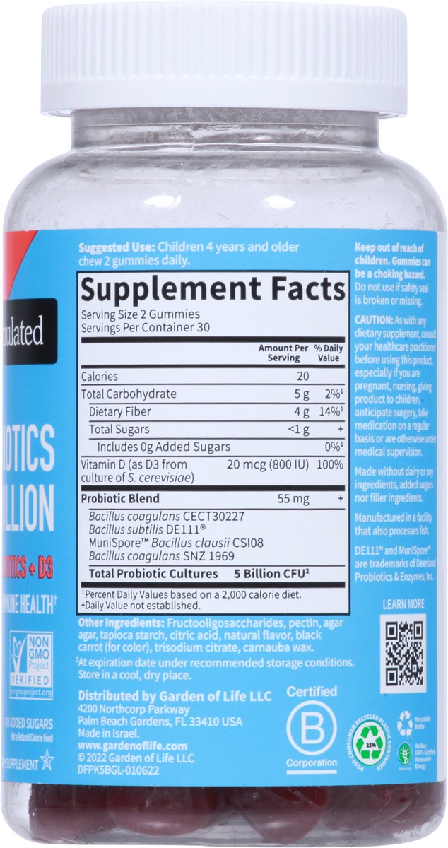 slide 4 of 9, Garden of Life Dr. Formulated Strawberry Flavor Probiotics Kids 5 Billion 60 Gummies, 60 ct