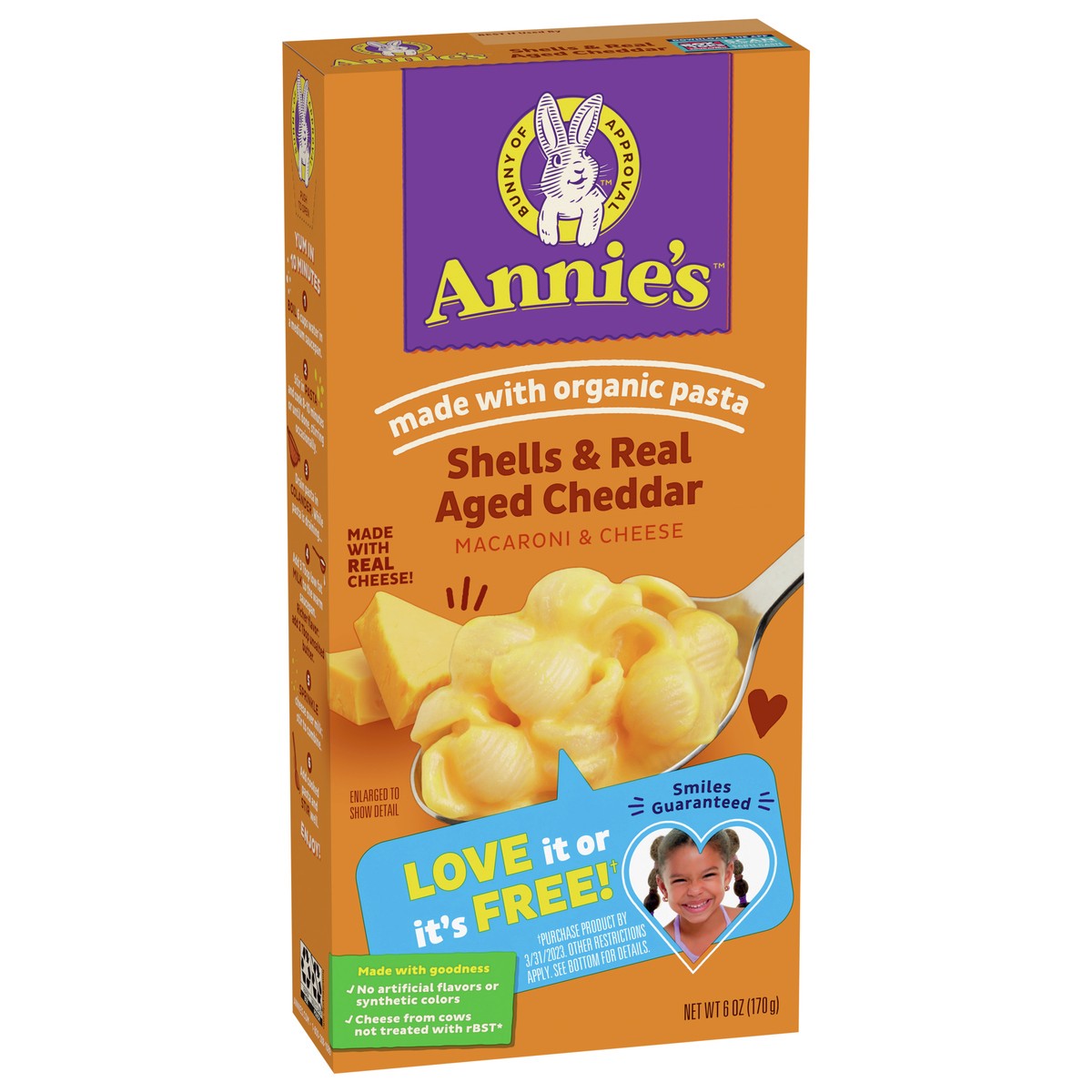 slide 7 of 8, Annie's Shells and Real Aged Cheddar, Made with Organic Pasta and Real Cheese, 6 oz, 6 oz