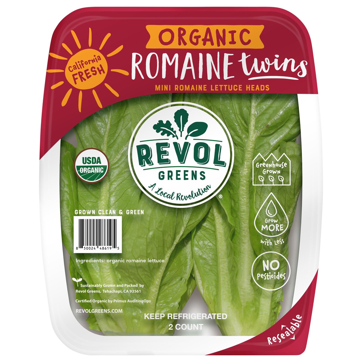 slide 3 of 6, Revol Greens Organic Romaine Twins, 1ct, 2 ct