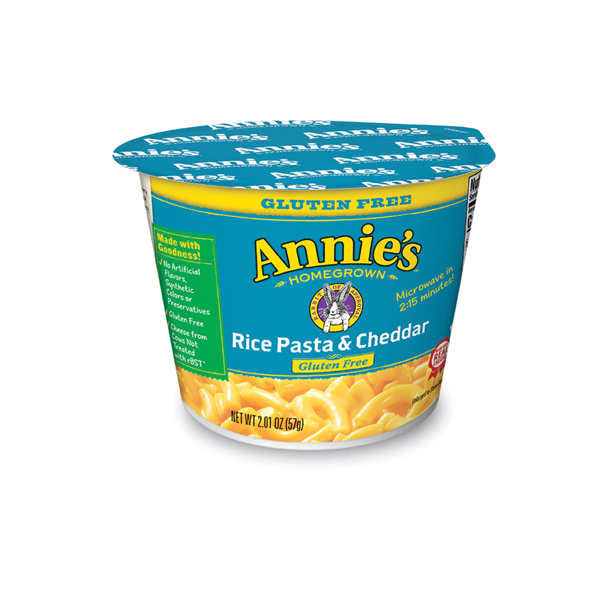 slide 1 of 1, Annie's Gluten Free Rice Pasta Cheddar Micro Cup Mac Cheese, 2.01 oz