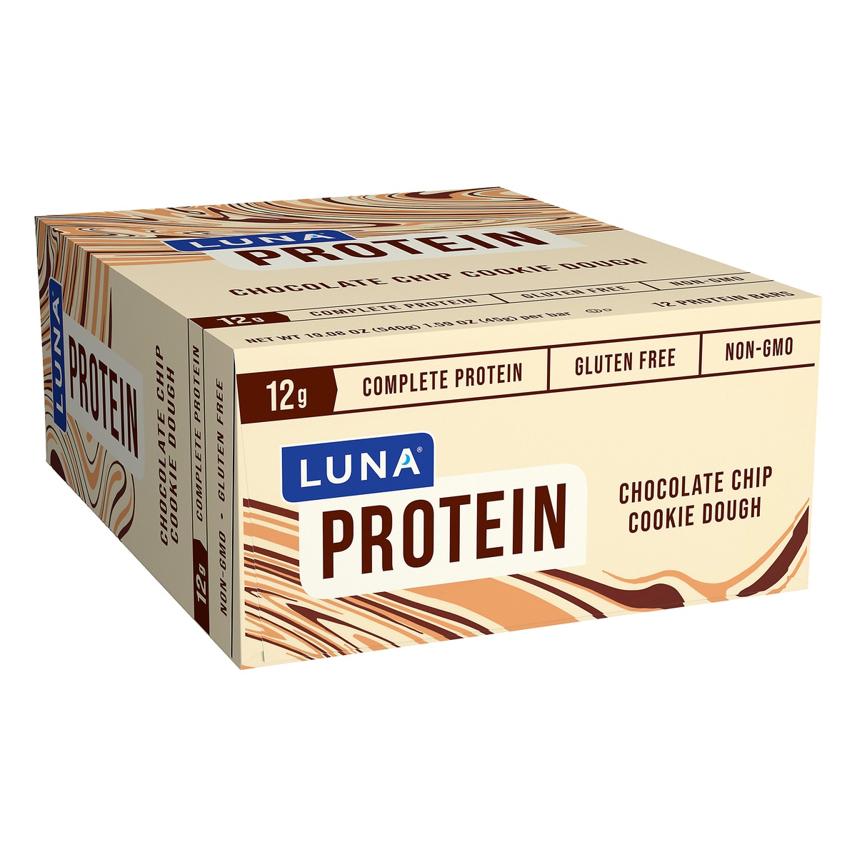 slide 2 of 10, Luna Chocolate Chip Cookie Dough Protein Bars, 12 ct; 1.59 oz