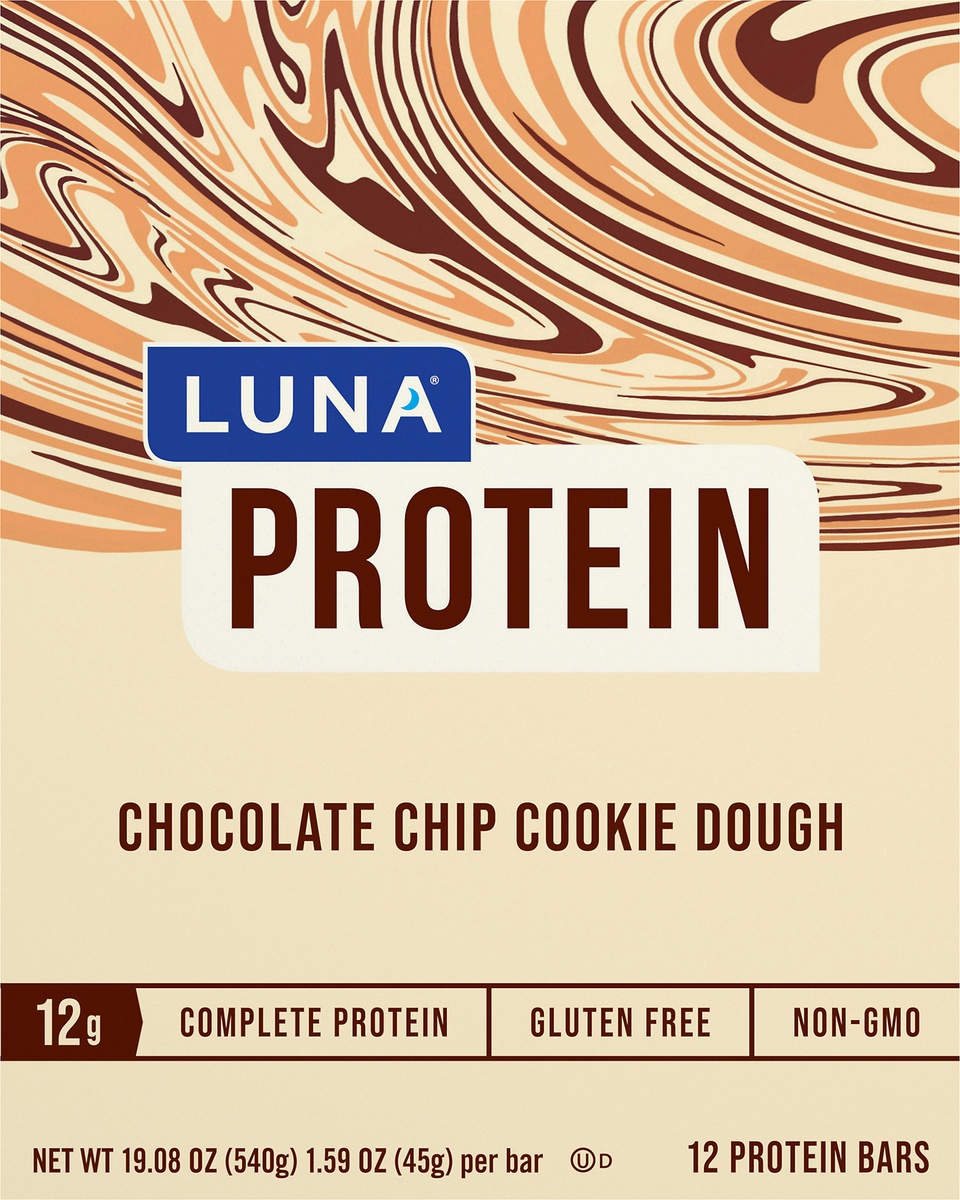 slide 6 of 10, Luna Chocolate Chip Cookie Dough Protein Bars, 12 ct; 1.59 oz