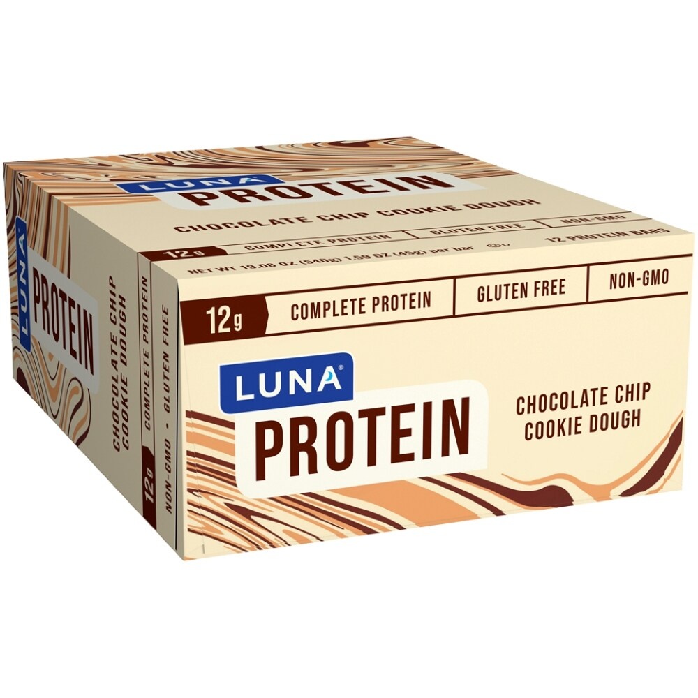 slide 1 of 10, Luna Chocolate Chip Cookie Dough Protein Bars, 12 ct; 1.59 oz