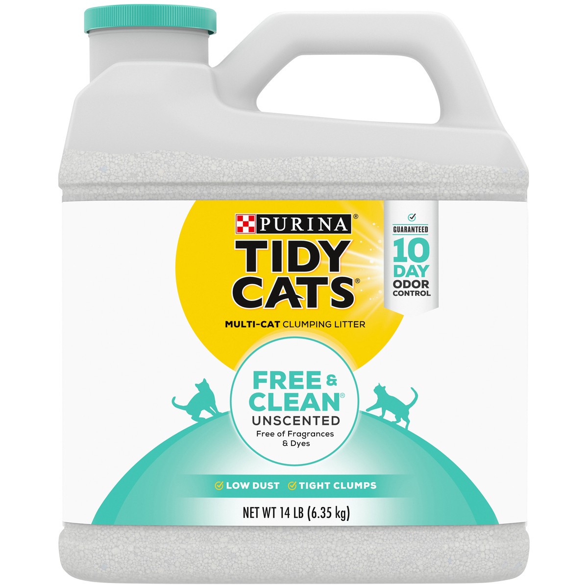 slide 9 of 9, Tidy Cats Purina Tidy Cats Clumping Cat Litter, Free & Clean Unscented Multi Cat Litter, 14 lb