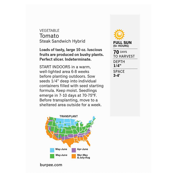 slide 2 of 5, Burpee Tomato Steak Sandwich Hybrid Seeds, 1 ct