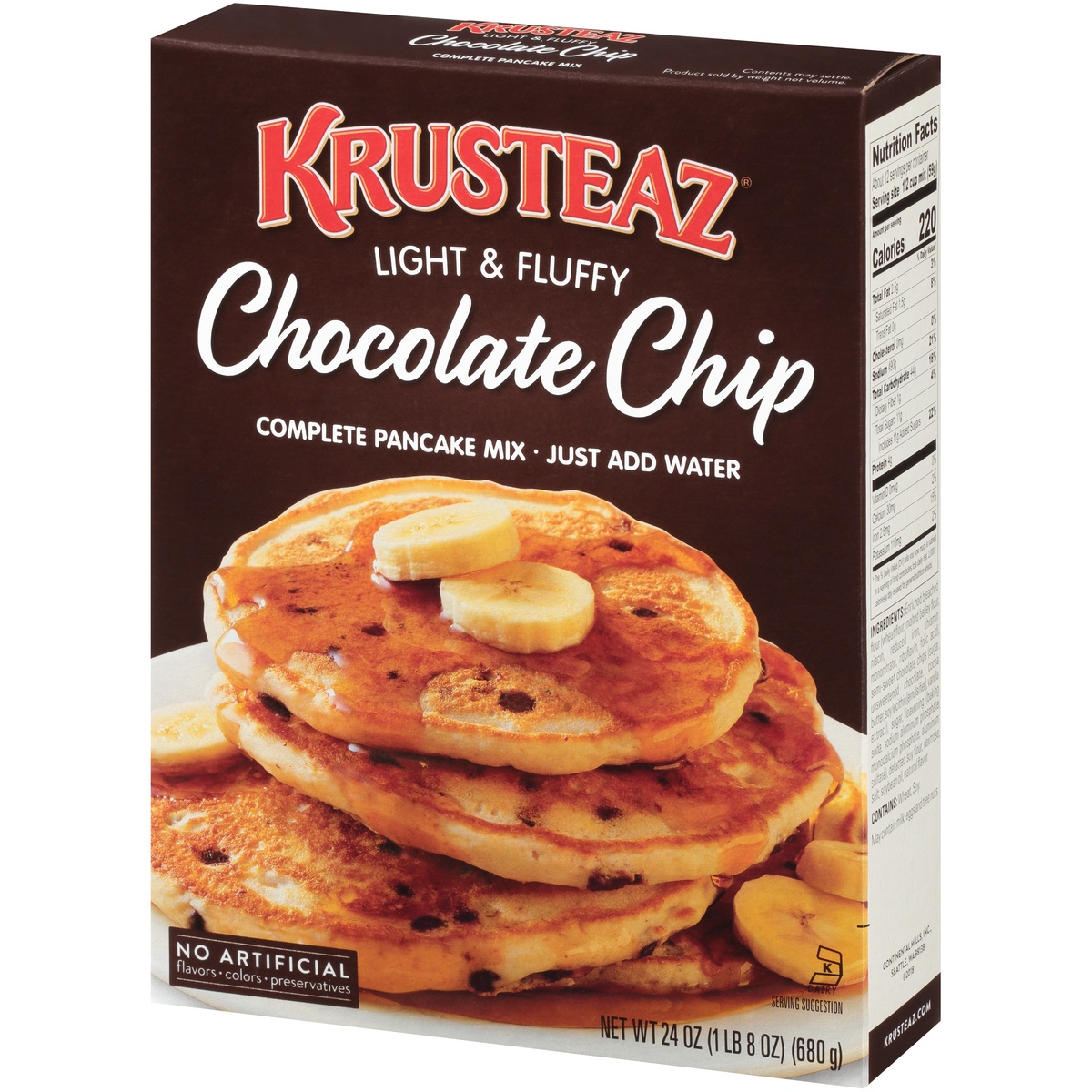 slide 3 of 8, Krusteaz Chocolate Chip Pancake Mix, 24 oz