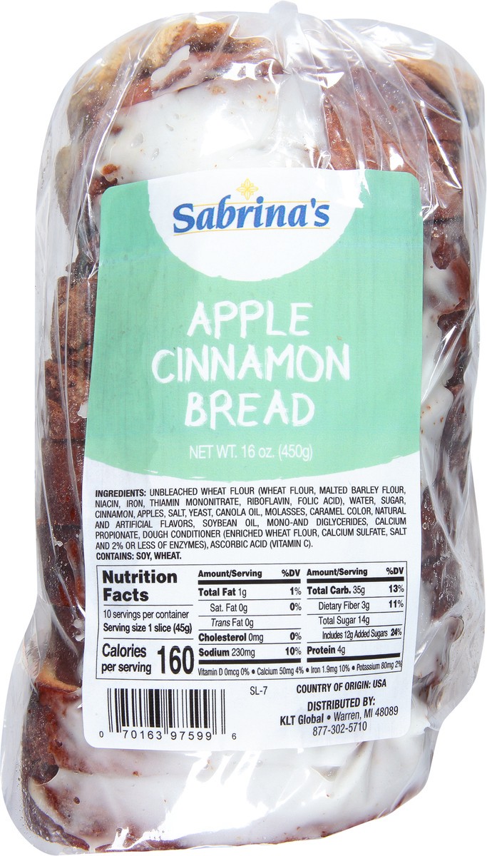 slide 4 of 9, Sabrina's Apple Cinnamon Bread 16 oz, 16 oz