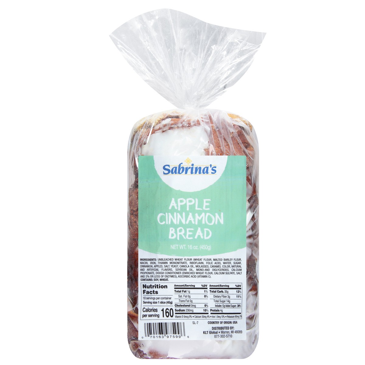 slide 1 of 9, Sabrina's Apple Cinnamon Bread 16 oz, 16 oz