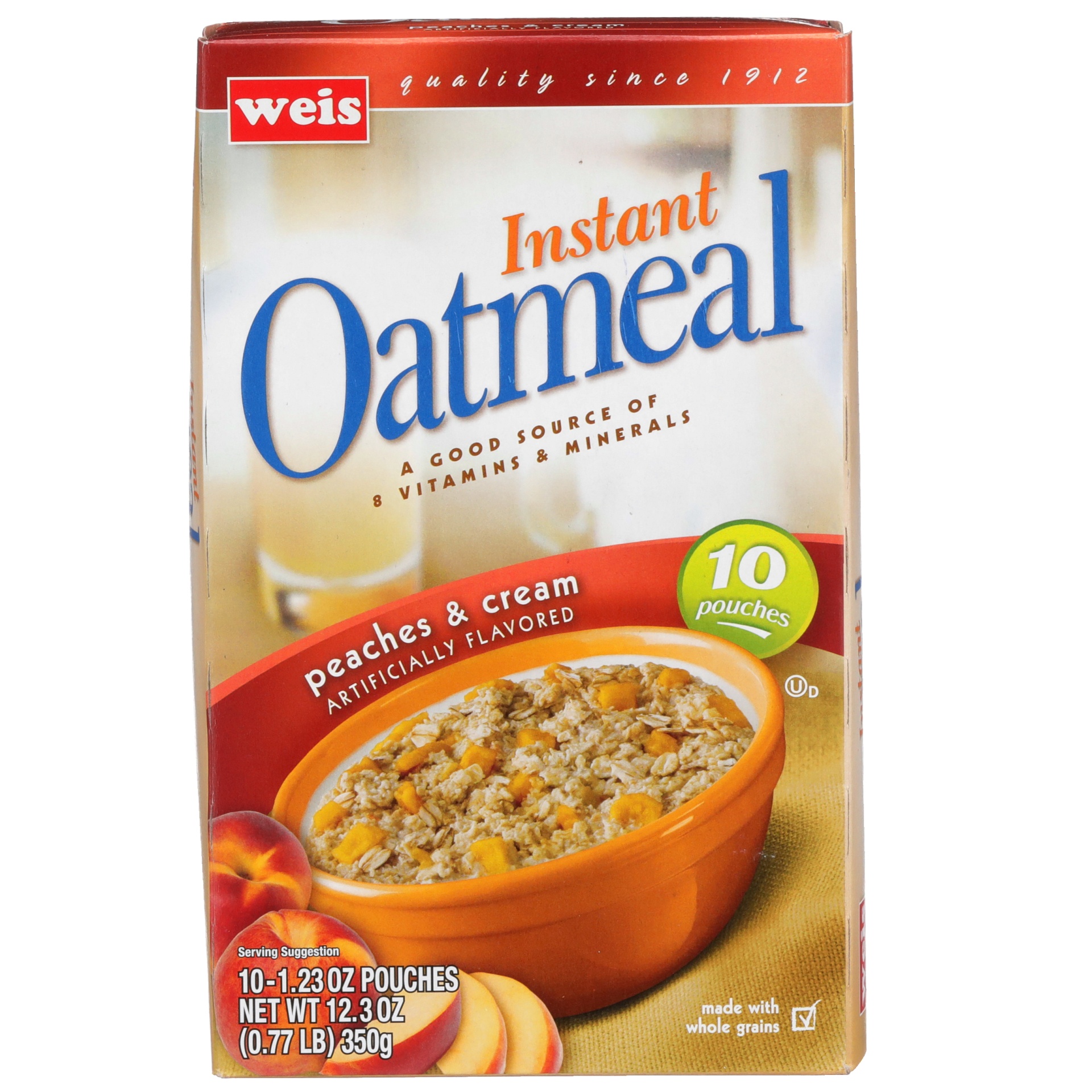 slide 1 of 1, Weis Quality Peaches and Cream Instant Oatmeal, 12.3 oz