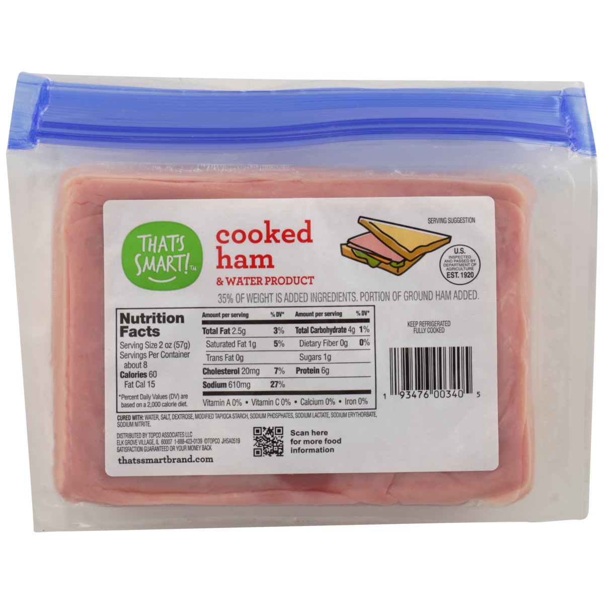 slide 8 of 9, That's Smart! Cooked Ham & Water Product, 16 oz