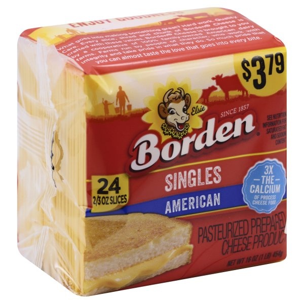 slide 1 of 1, Borden Singles American Cheese, 16 oz