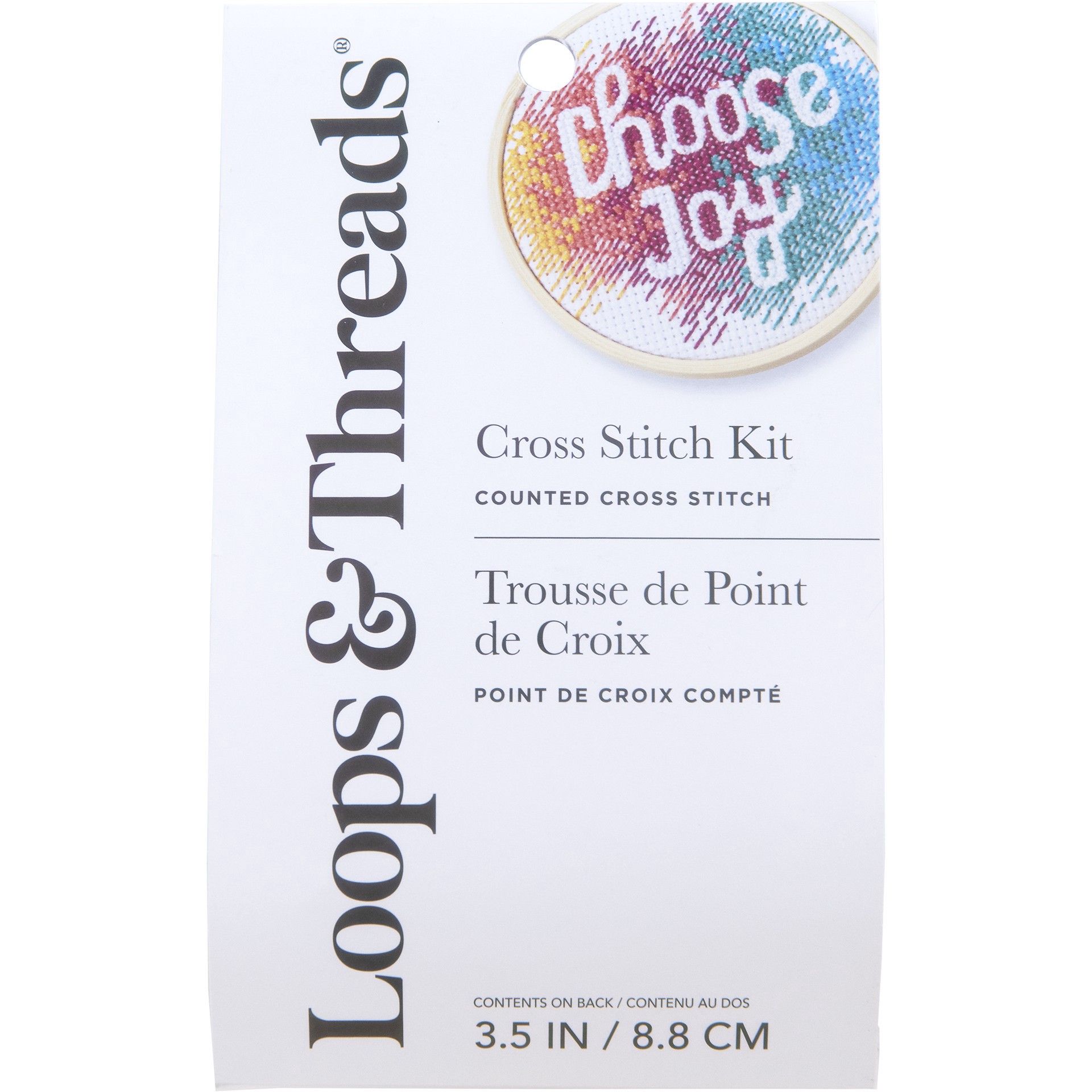 slide 2 of 4, Choose Joy Cross Stitch Kit By Loops & Threads, 3.5 in x 3.5 in