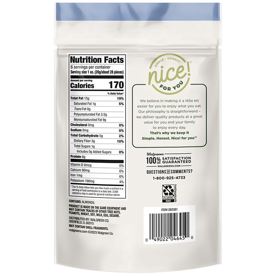 slide 5 of 5, Nice! Unsalted Almonds, 6 oz