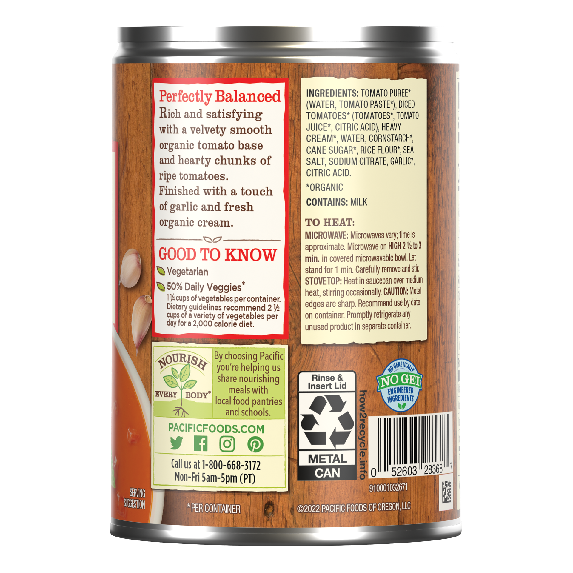 slide 5 of 5, Pacific Foods Organic Tomato Bisque Soup, 16.3 oz Can, 16.300 oz