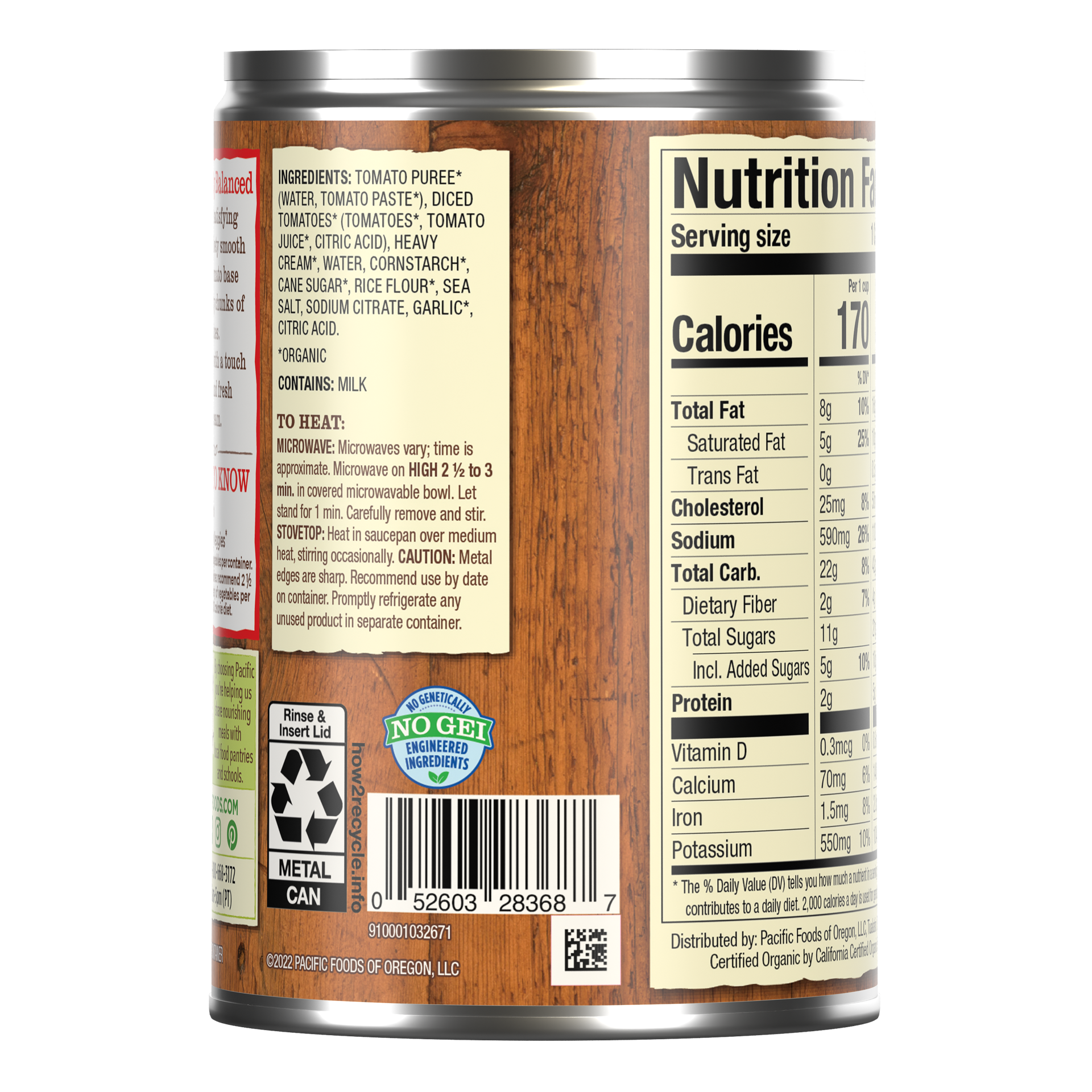 slide 4 of 5, Pacific Foods Organic Tomato Bisque Soup, 16.3 oz Can, 16.300 oz