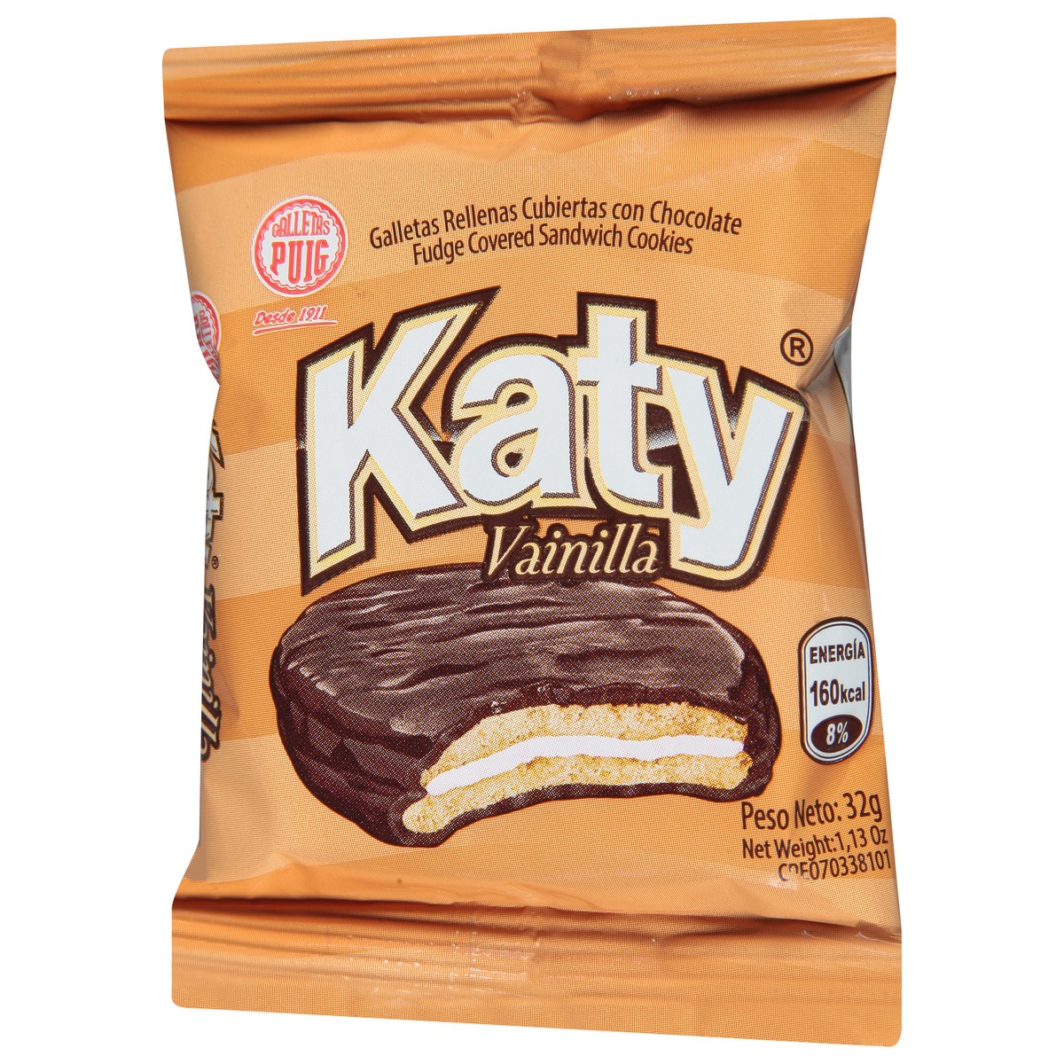slide 13 of 14, Katy Vainilla Fudge Covered Sandwich Cookies 1.13 oz, 1.13 oz