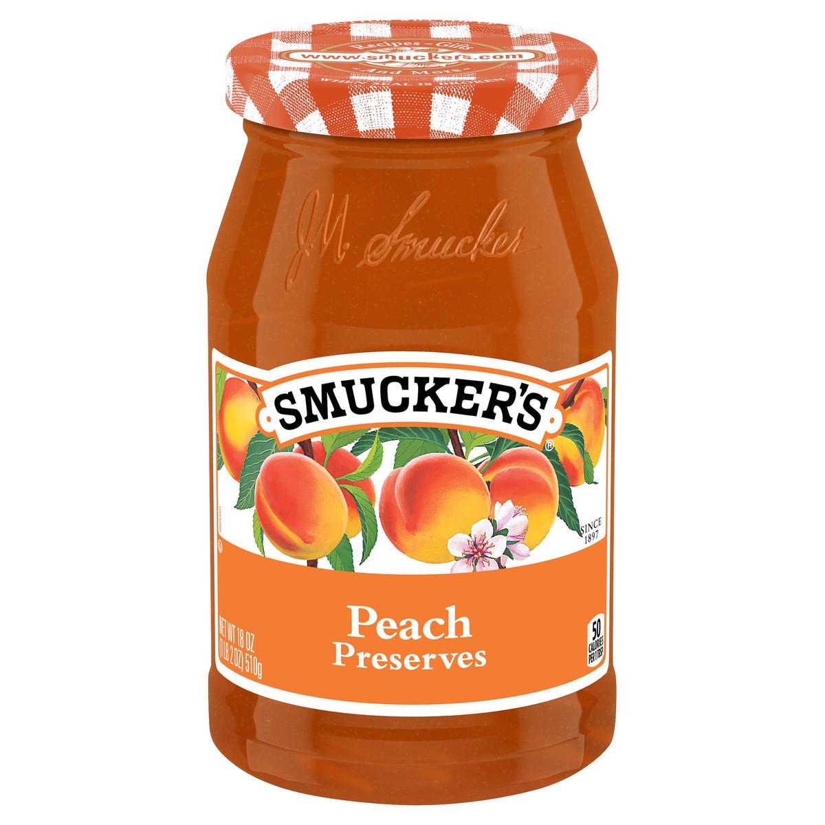 slide 1 of 8, Smucker's Preserves, Peach, 18 oz