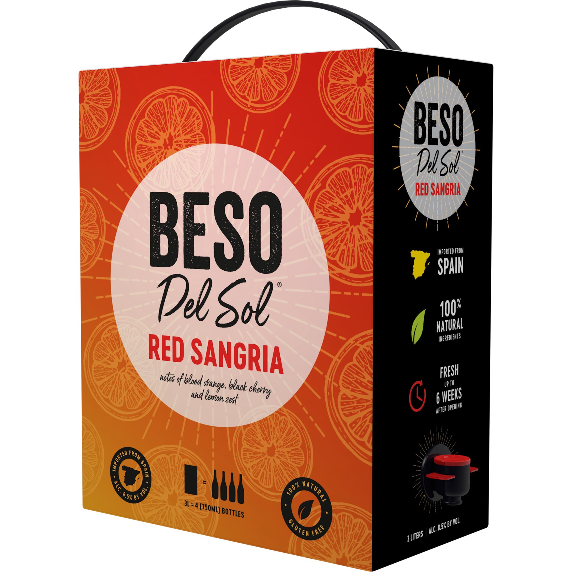 slide 1 of 2, Beso Del Sol Red Sangria Red Wine - 3 Liter, Spain, 3 liter