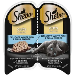Sheba Premium Pate in Natural Juices Tender White Fish & Tuna Entree Cat Food 2 - 1.32 oz Packs