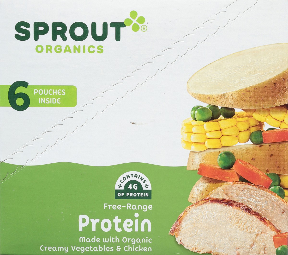 slide 10 of 12, Sprout Organics 8 Months and Up Protein Organic Creamy Vegetables & Chicken 6 - 4 oz Pouches, 6 ct