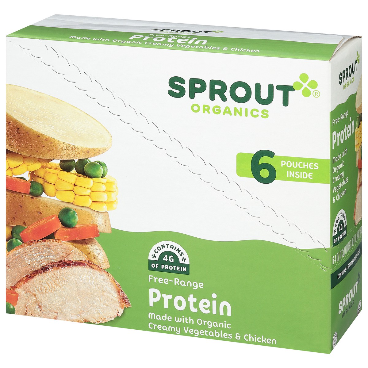 slide 4 of 12, Sprout Organics 8 Months and Up Protein Organic Creamy Vegetables & Chicken 6 - 4 oz Pouches, 6 ct