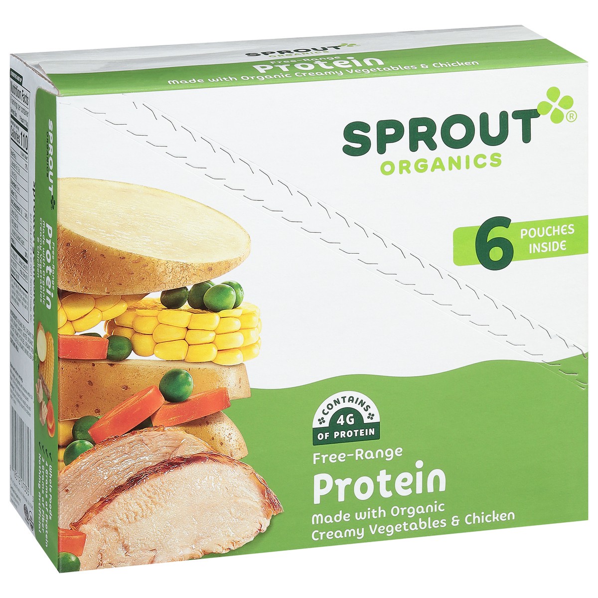 slide 6 of 12, Sprout Organics 8 Months and Up Protein Organic Creamy Vegetables & Chicken 6 - 4 oz Pouches, 6 ct