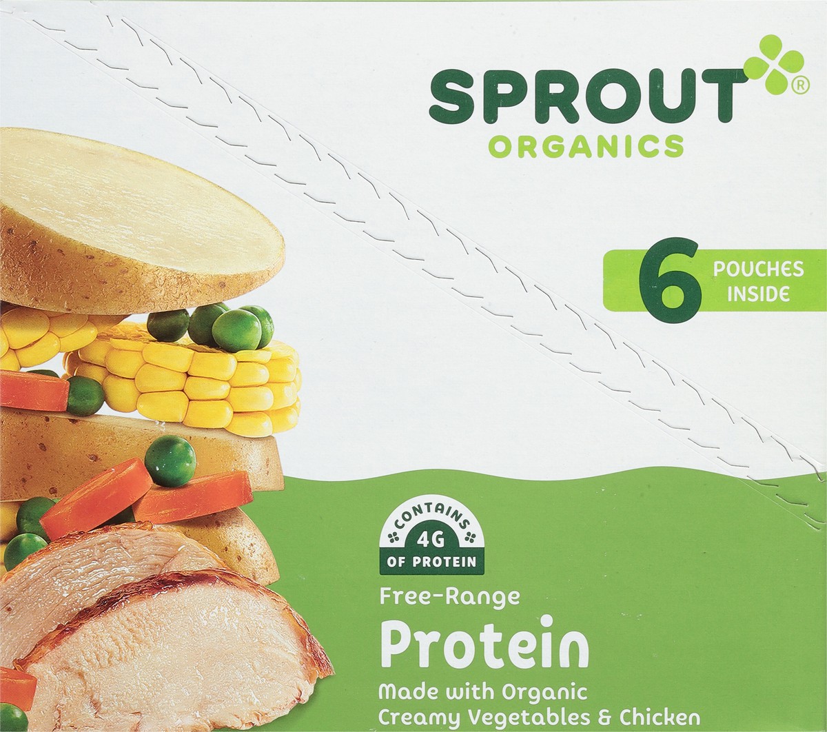 slide 11 of 12, Sprout Organics 8 Months and Up Protein Organic Creamy Vegetables & Chicken 6 - 4 oz Pouches, 6 ct