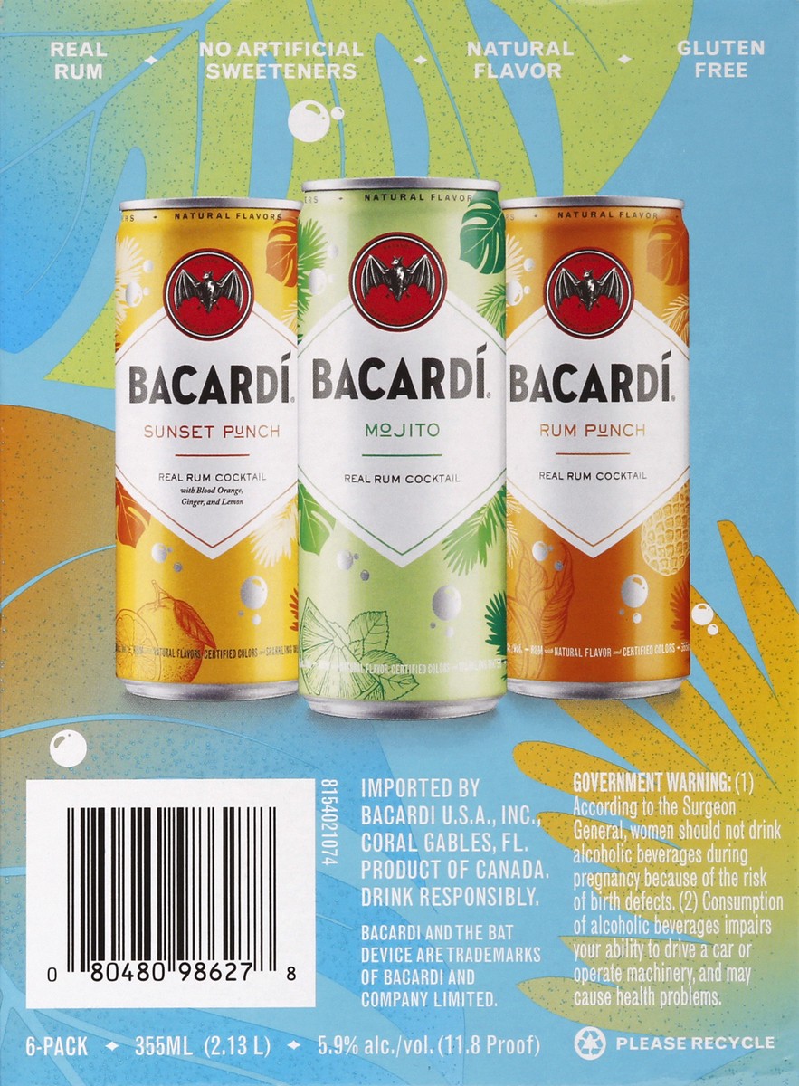 slide 6 of 10, Bacardi 6 Pack Variety Pack Rum 6 ea, 6 ct; 12 oz