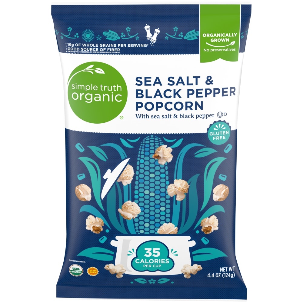 slide 1 of 1, Simple Truth Organic Sea Salt & Black Pepper Popcorn, 4.4 oz