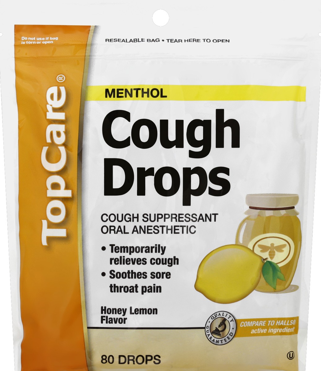 slide 5 of 6, TopCare Honey Lemon Cough Drops, 80 ct