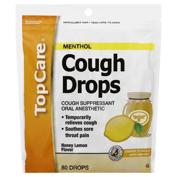 slide 1 of 6, TopCare Honey Lemon Cough Drops, 80 ct