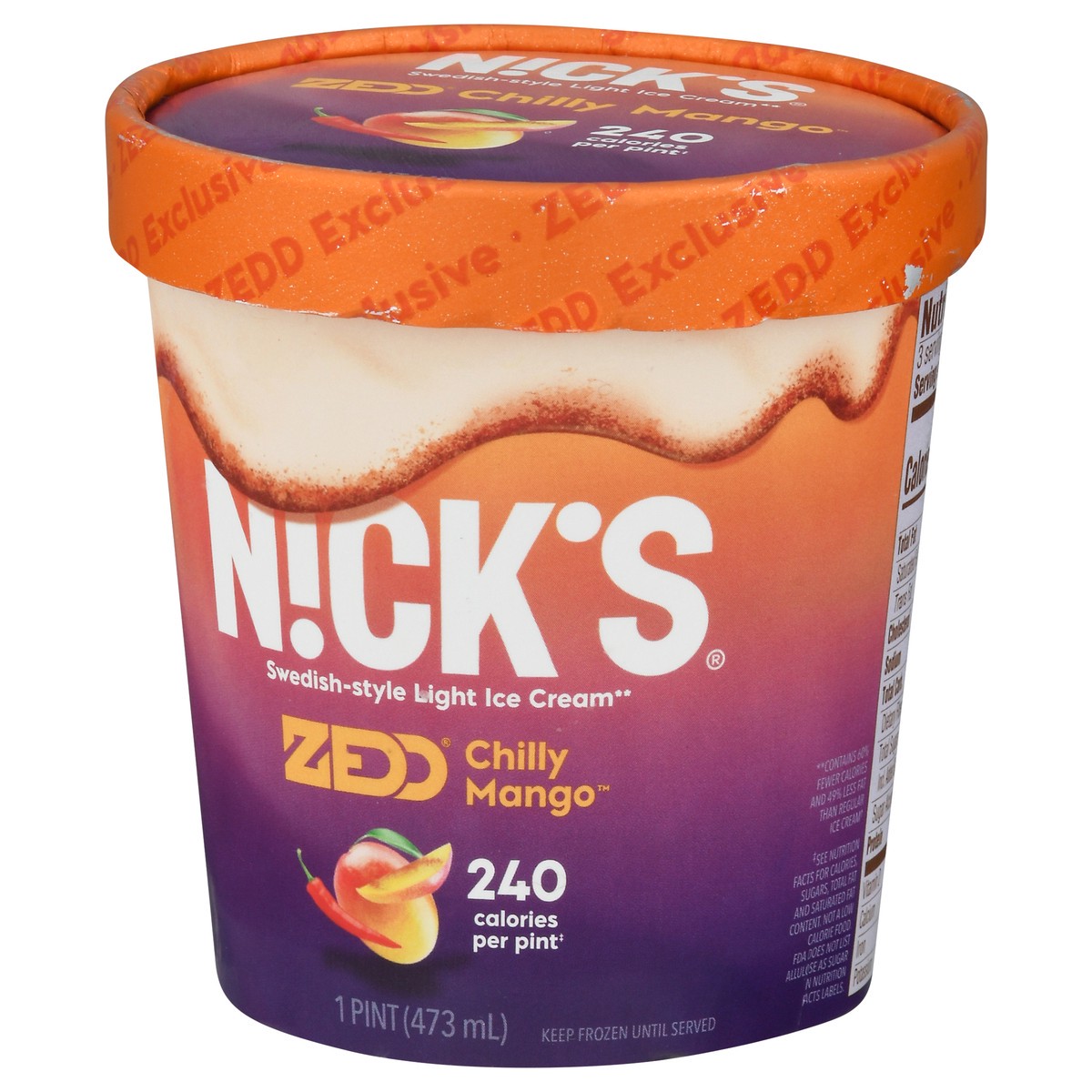 slide 13 of 13, Nick's Light Swedish-Style Mango Strawbar Ice Cream 1 pt, 16 oz