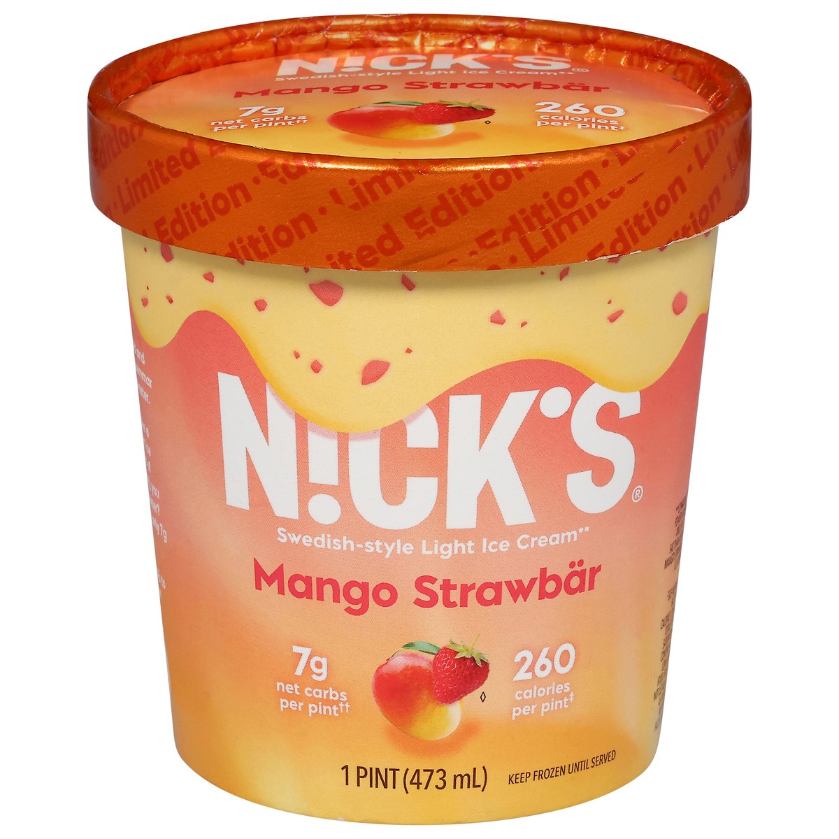 slide 1 of 13, Nick's Light Swedish-Style Mango Strawbar Ice Cream 1 pt, 16 oz