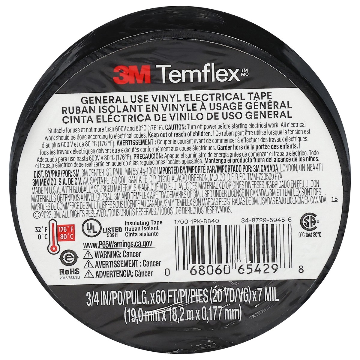 slide 3 of 4, 3M Temflex 1700 Vinyl Electrical Tape, 1 ct