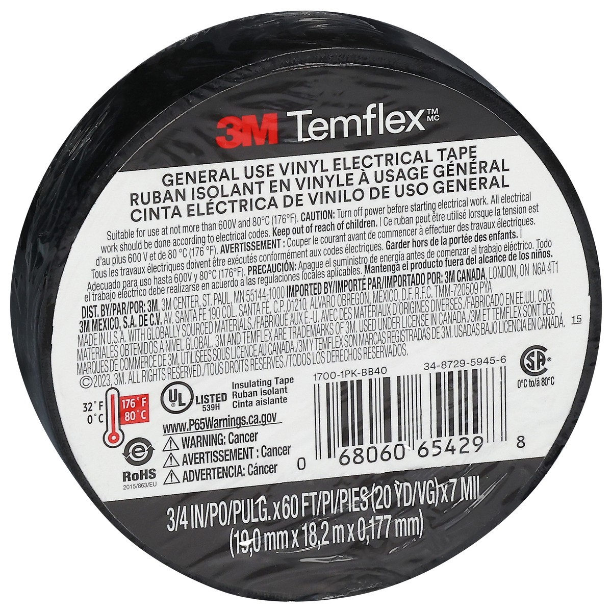 slide 2 of 4, 3M Temflex 1700 Vinyl Electrical Tape, 1 ct