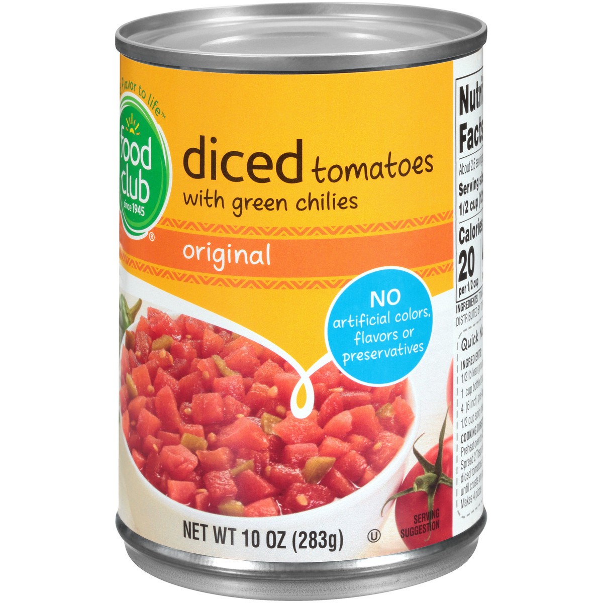 slide 3 of 10, Food Club Diced Tomatoes With Green Chilies, 10 oz