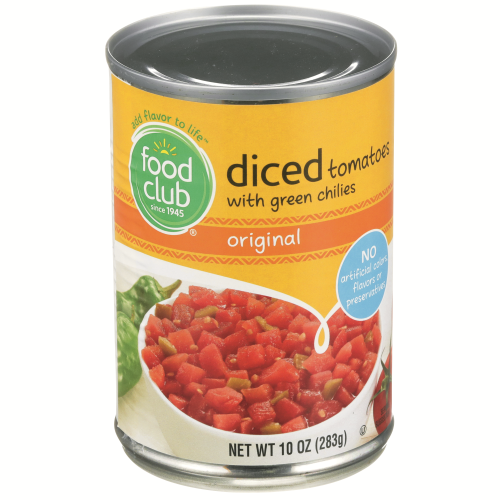 slide 1 of 1, Food Club Diced Tomatoes With Green Chilies, 10 oz