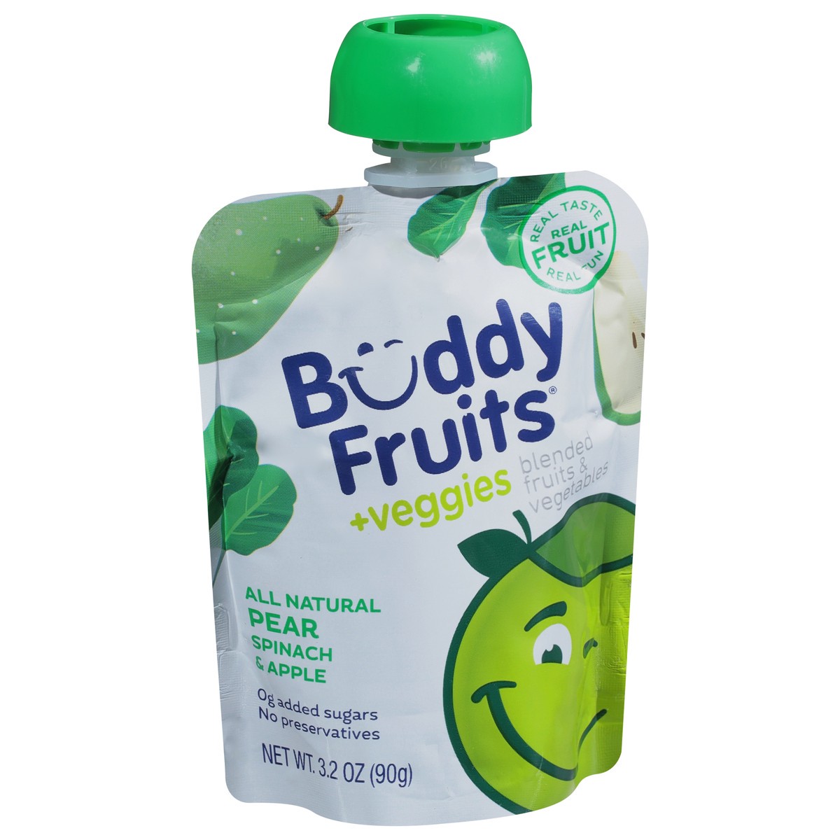 slide 3 of 9, Buddy Fruitss + Veggies All Natural Spinach, Pear & Apple Pouch, 3.2 oz