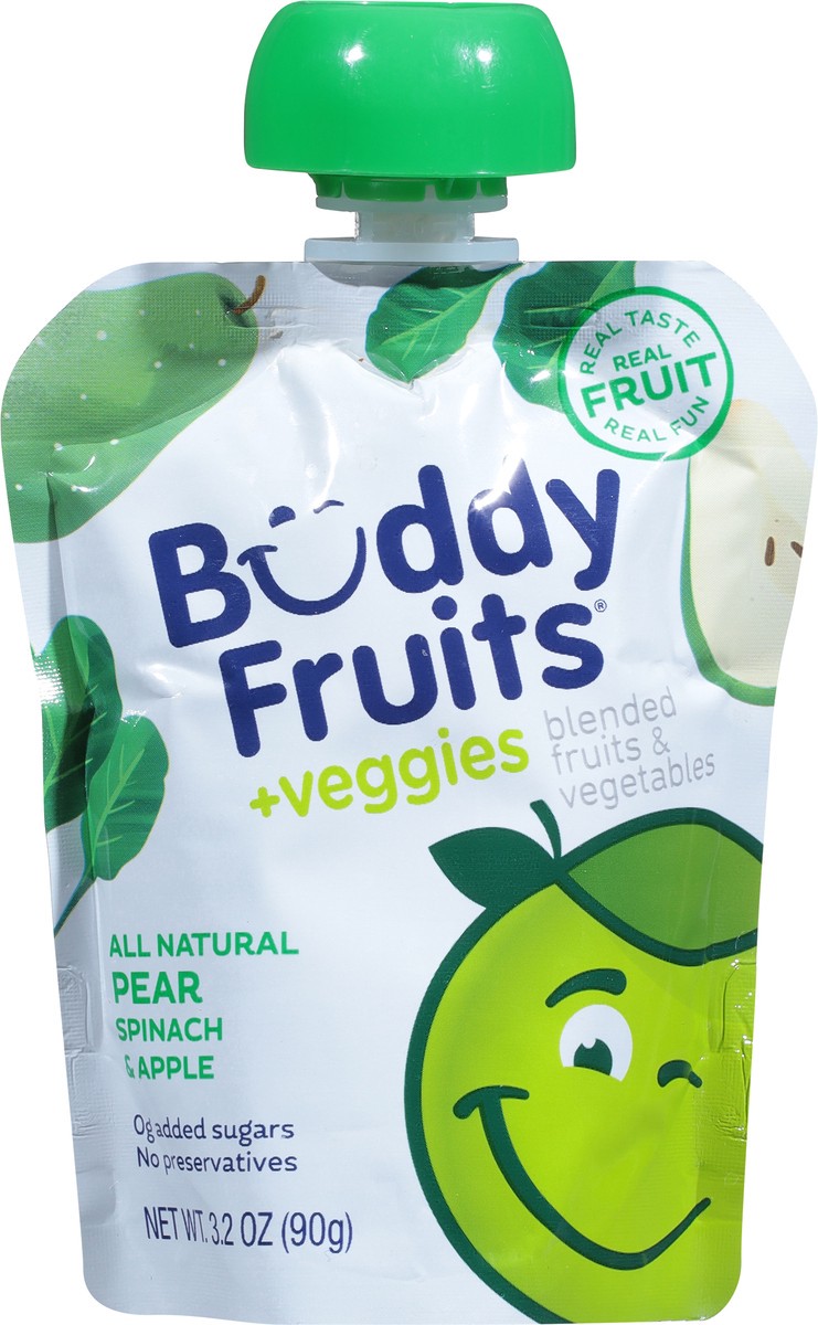 slide 6 of 9, Buddy Fruitss + Veggies All Natural Spinach, Pear & Apple Pouch, 3.2 oz