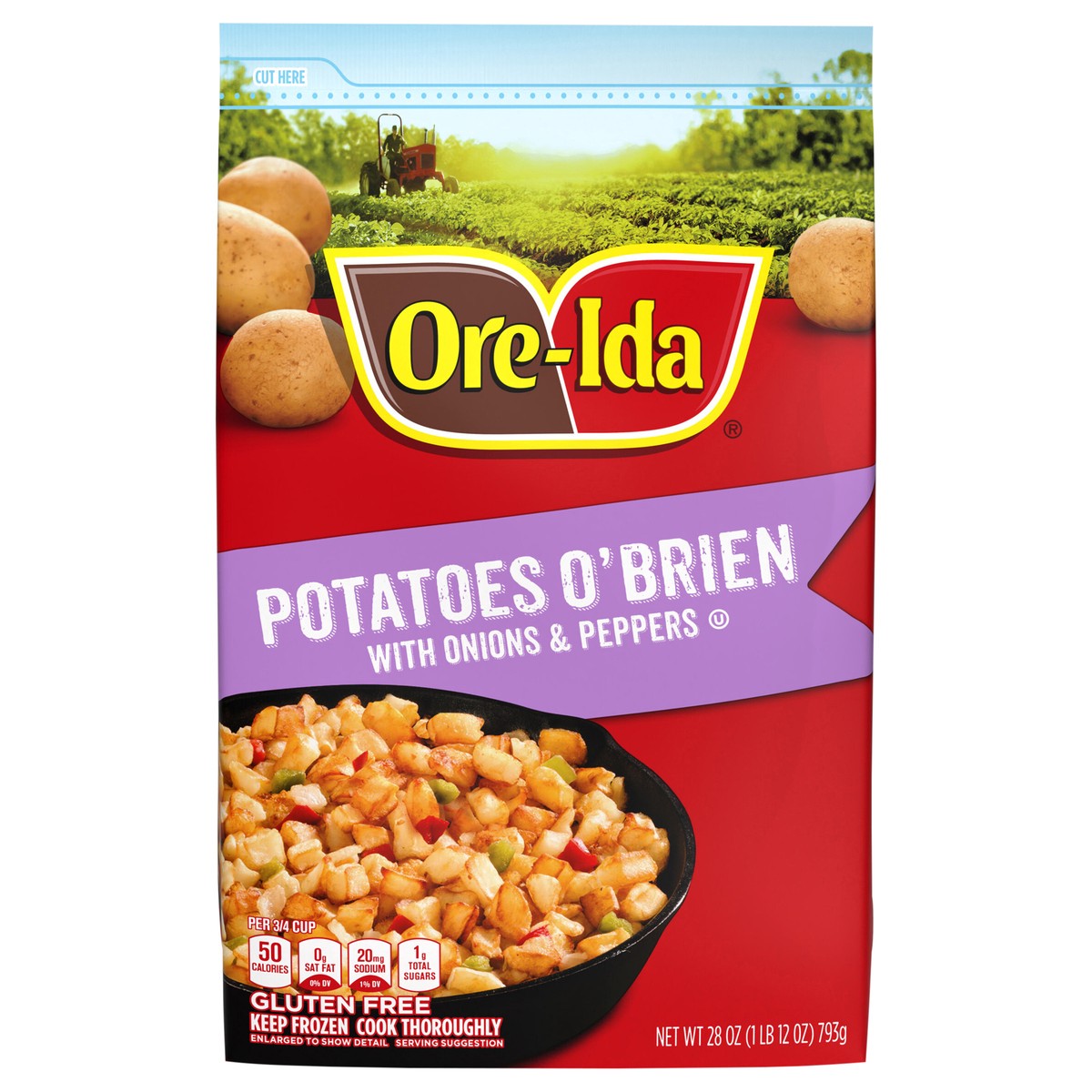 slide 1 of 14, Ore-Ida Potatoes O'Brien with Onions & Peppers Frozen Potatoes, 28 oz Bag, 28 oz