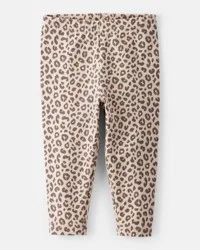 Carter's Baby Girl Cotton Leopard Stretch Leggings - Brown, 18M